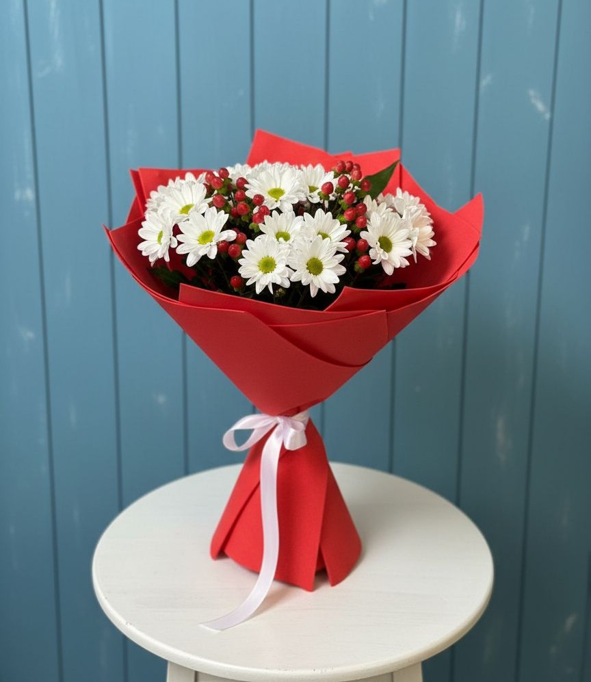 Букет ягоды на снегу в Касимове Букет цветов из: Хризантемы в Касимове