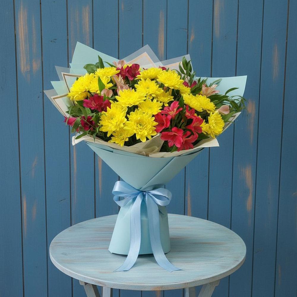 Букет сочные брызги в Касимове Букет цветов из: Альстромерии и Хризантемы в Касимове