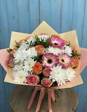Букет гармония природы в Касимове Букет цветов из:  Розы, Герберы и Хризантемы в Касимове