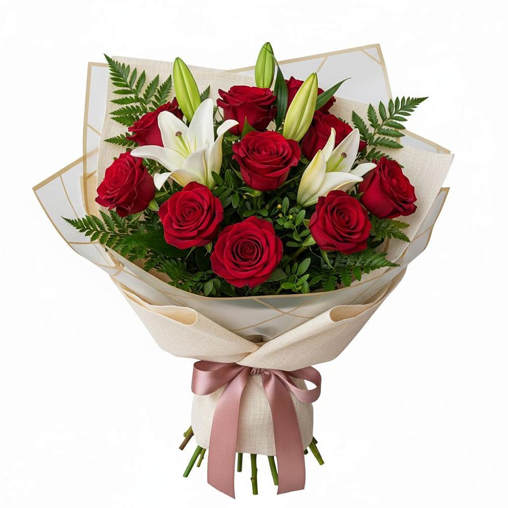 Букет высокая поэзия в Касимове Букет цветов из: Лилии и Розы в Касимове