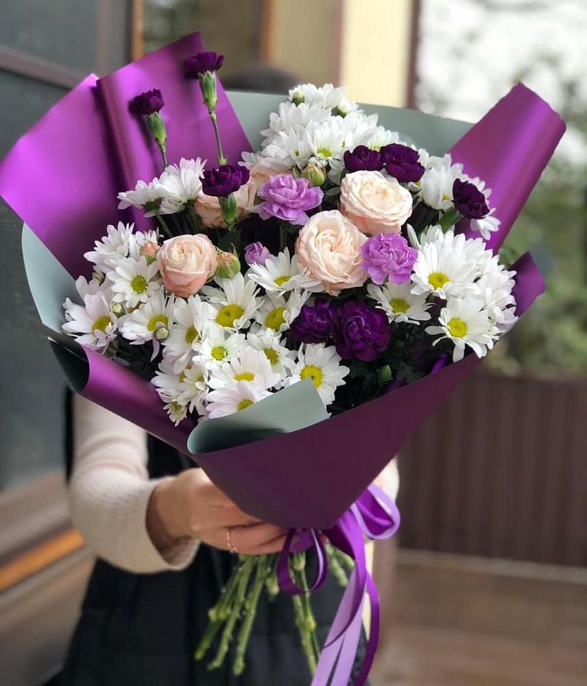 Букет цветов из: Хризантемы, Гвоздики и Розы в Касимове