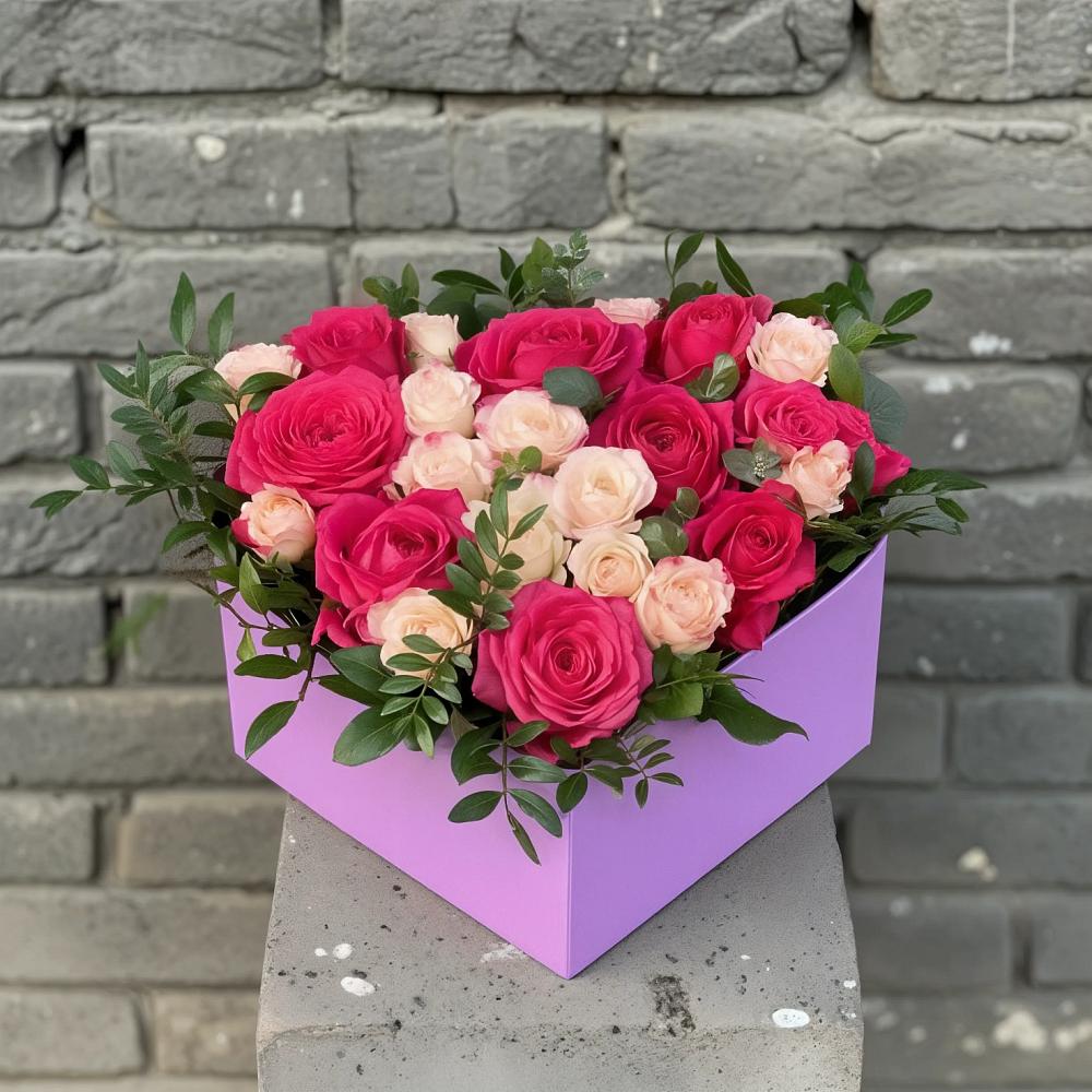 Композиция моя любовь в Касимове Цветочная композиция из Розы в коробке в Касимове