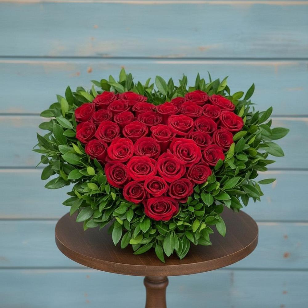 Цветочная композиция из Розы в виде сердца в Касимове