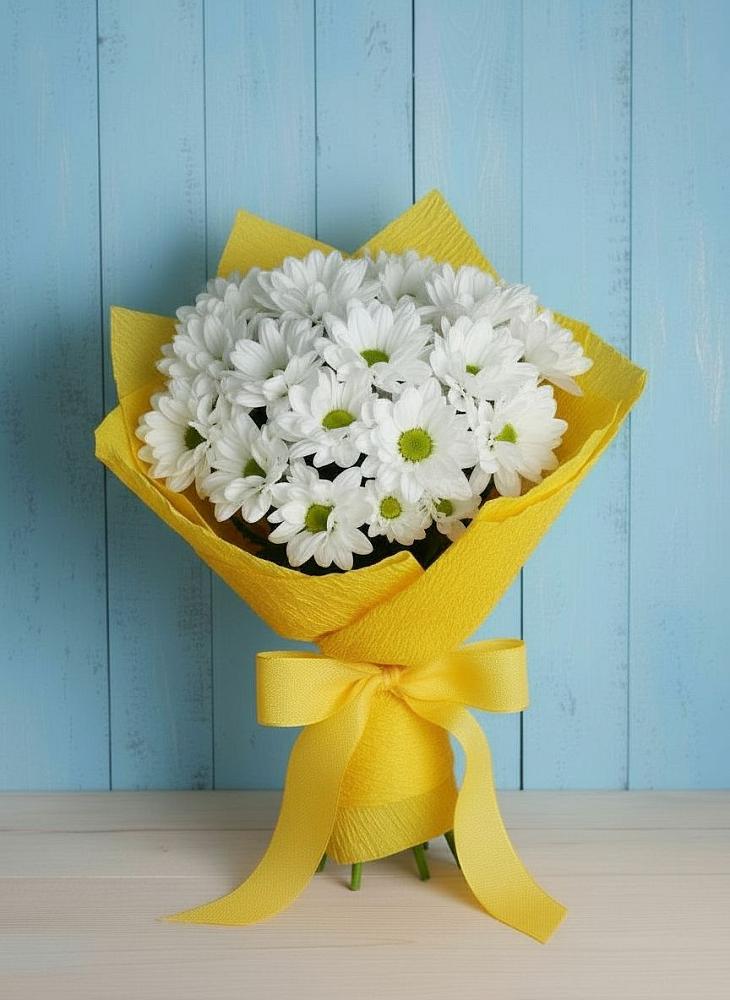 Букет Застенчивые лепестки в Касимове Букет цветов из: Хризантемы в Касимове