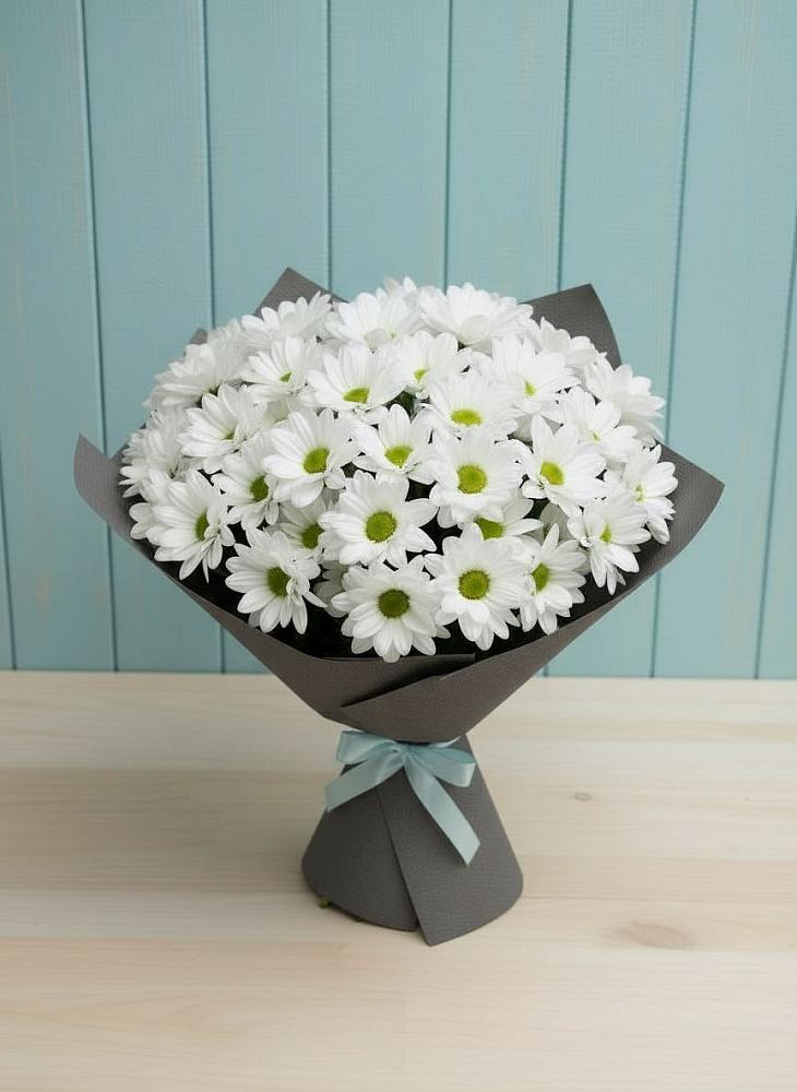 Букет белые хризантемы в Касимове Букет цветов из: Хризантемы в Касимове