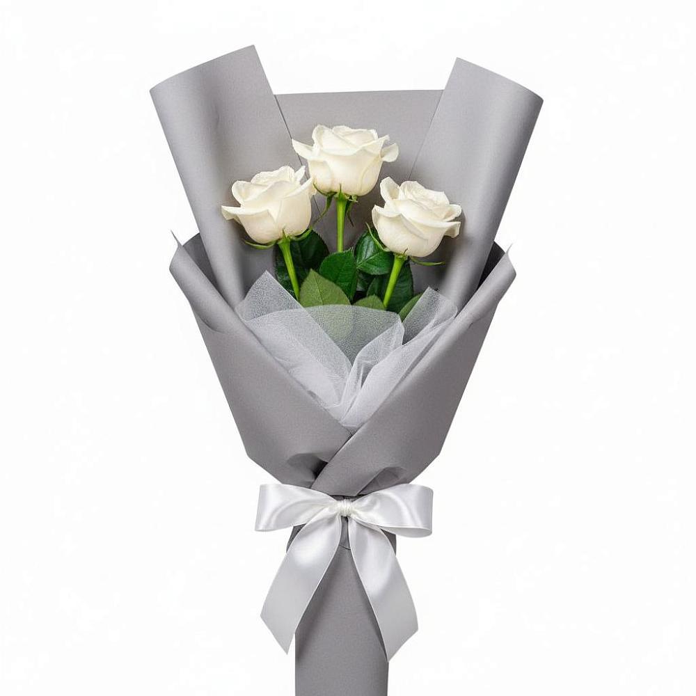 Букет 3 белые розы в Касимове Букет 3 белые розы в Касимове