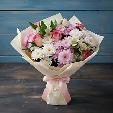 Букет цветов из:  Хризантемы, Альстромерии и Розы в Касимове