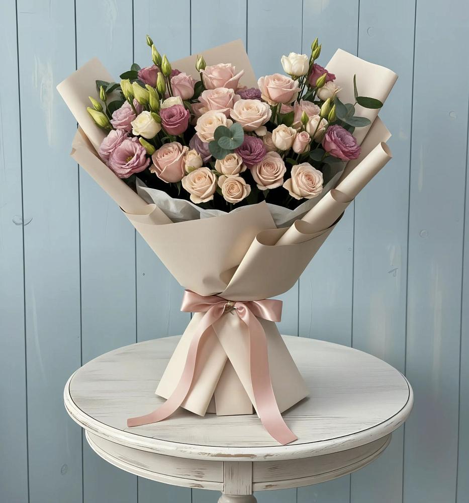 Букет бодрость в Касимове Букет цветов из: Розы и Лизиантусы в Касимове