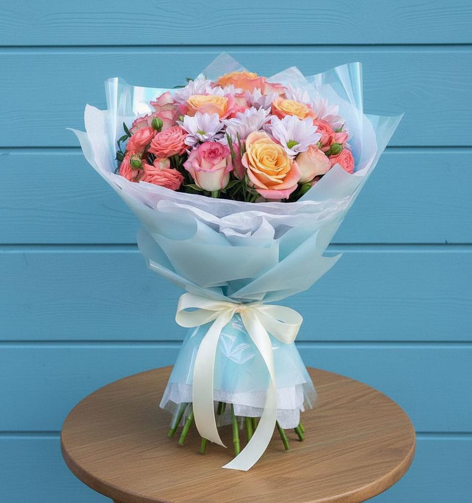 Букет цветов из: Хризантемы и Розы в Касимове