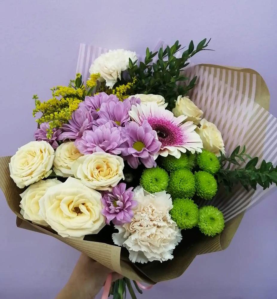 Букет цветов из: Хризантемы, Розы, Гвоздики и Герберы в Касимове